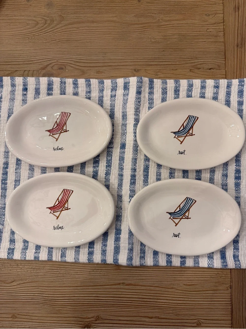 Rae Dunn Relax Rest Snack Plates Set of 4